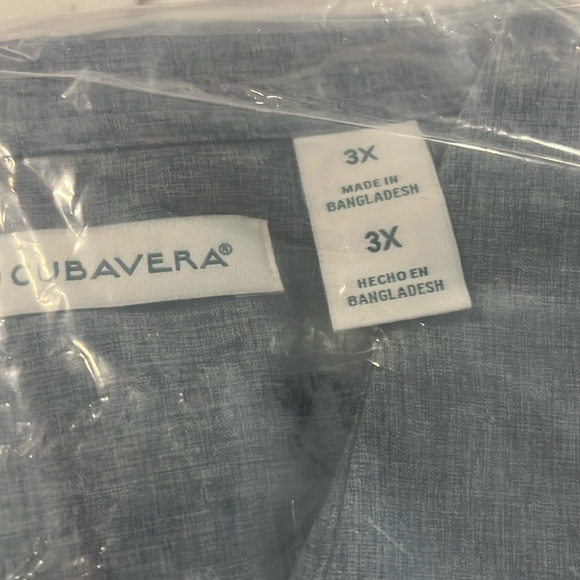 NEW 3X Cubavera Men's Geo Embroidered Panel Chambray Shirt - Picture 3 of 4